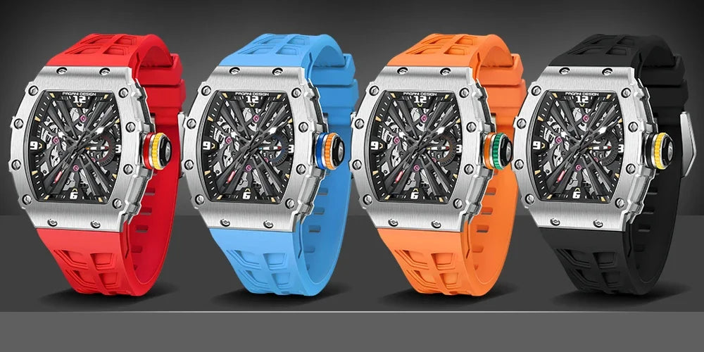PAGANI DESIGN 2024 Luxury Mens Quartz Watches Barrel Shape Waterproof Wrist Watch For Men VH65 Silicone Luminous Sapphire Mirror