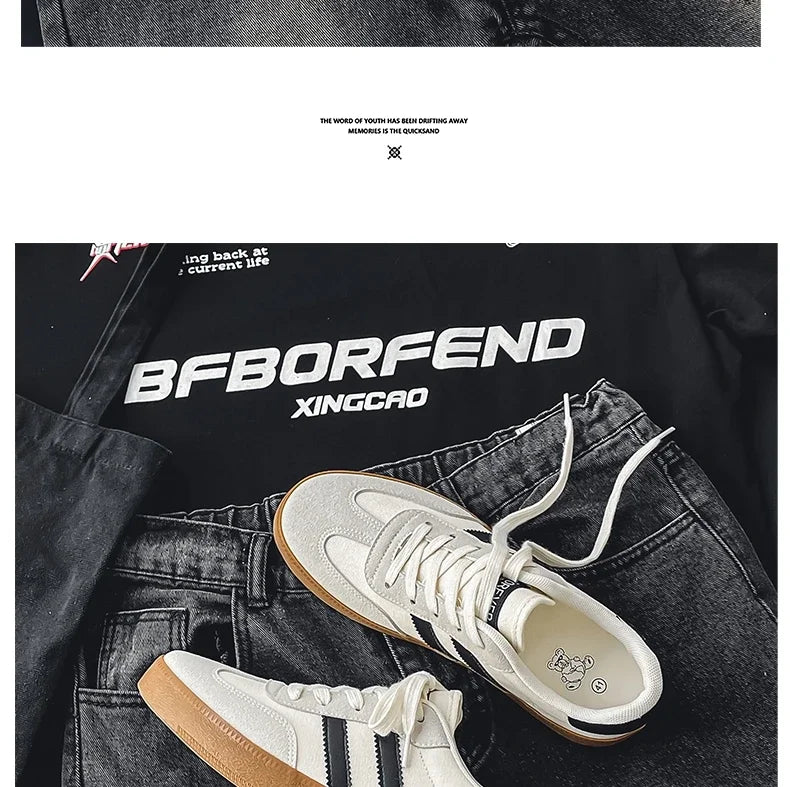 Men's Casual Retro German Training Shoes Lace-up Lightweight Comfortable Sports Flat Shoes Men Skateboard Running Shoes