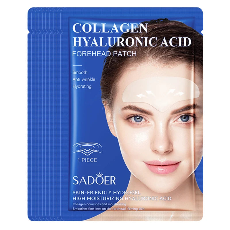 10pcs SADOER Hyaluronic Acid Collagen Face Mask For Forehead Eyes Cheek Moisturizing Firming Hydrating Facial Patches Skin Care