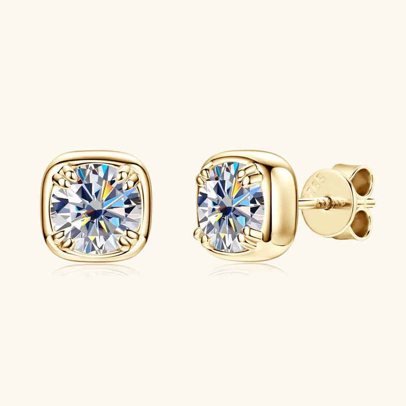 Lnngy 6.5MM 1CT Moissanite Earring Pendant Necklace For Women 925 Sterling Silver Square Stud Earrings Necklaces Jewelry Set