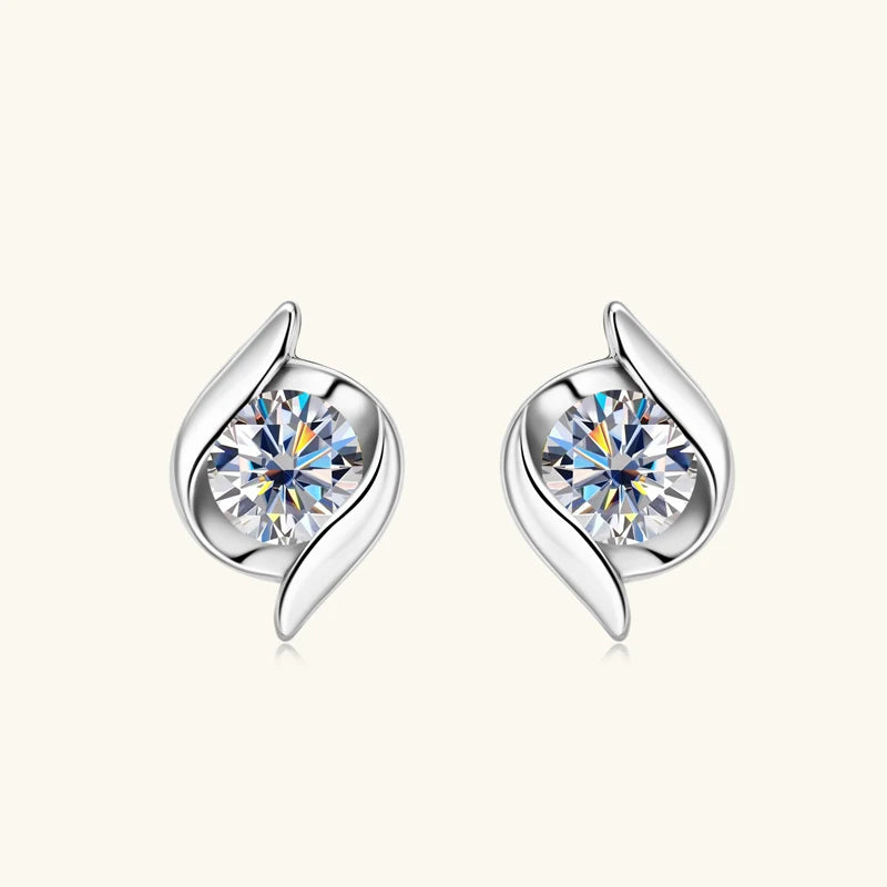 Gold Plated Silver 925 Real Moissanite Jewelry Set for Women 2.0ctw D Color Lab Diamond Stud Earrings Pendant Necklace Sets Gift
