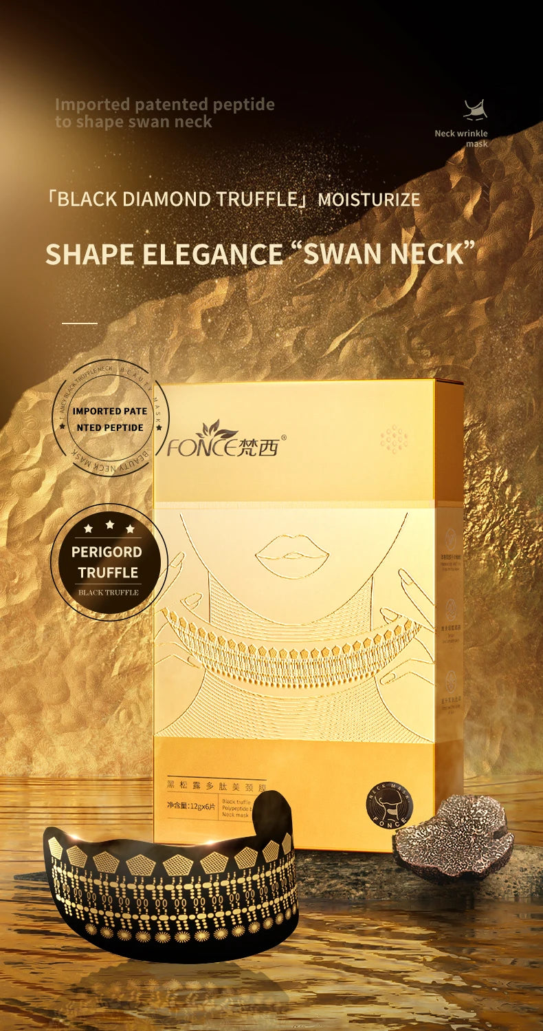 6PCS FONCE Black Truffle peptide Neck mask for neck care and anti-wrinkle cream to lift and firm the neck