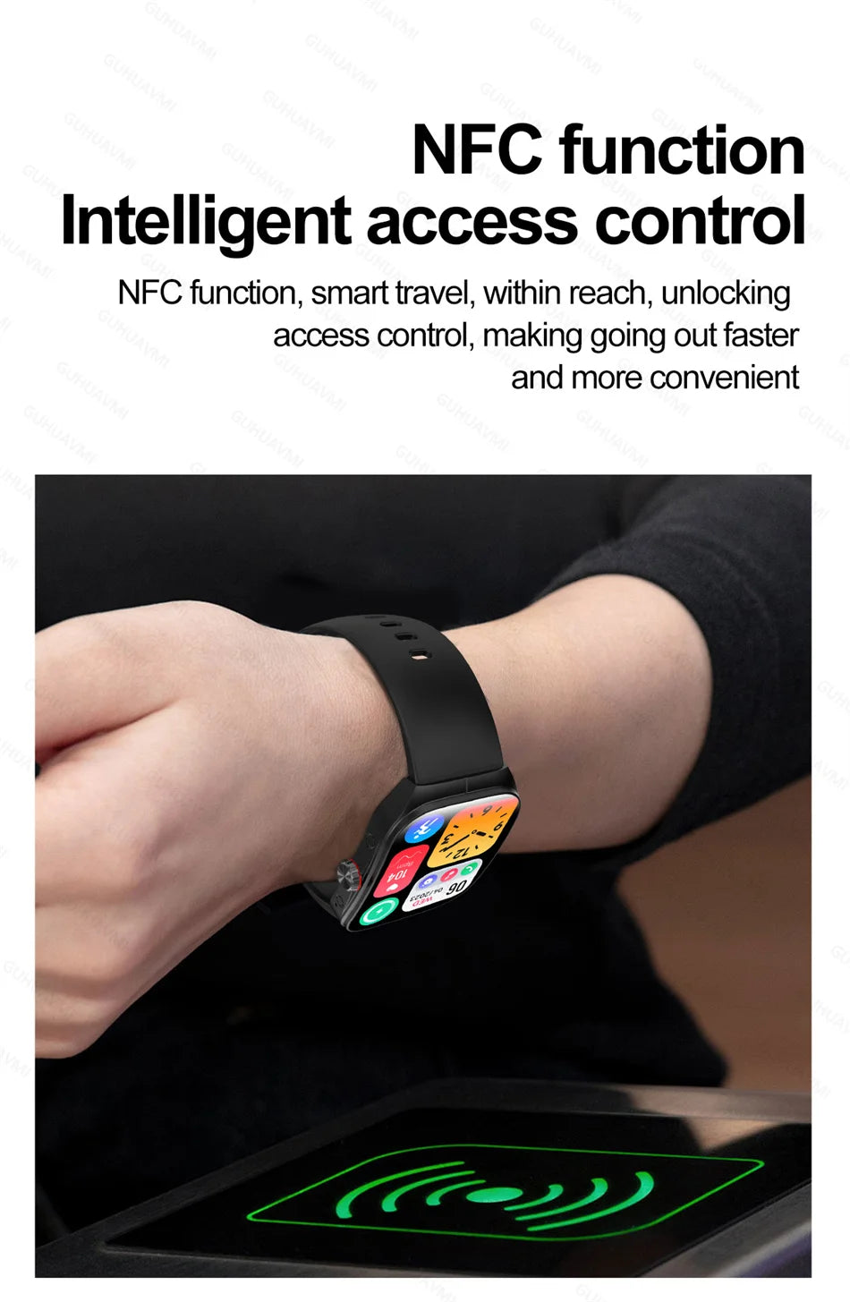 Smartwatch Men Women NFC AMOLED Screen Always Show Time Clock  Bluetooth Call IP68 Waterproof Smart Watch Sport Fitness Bracelet