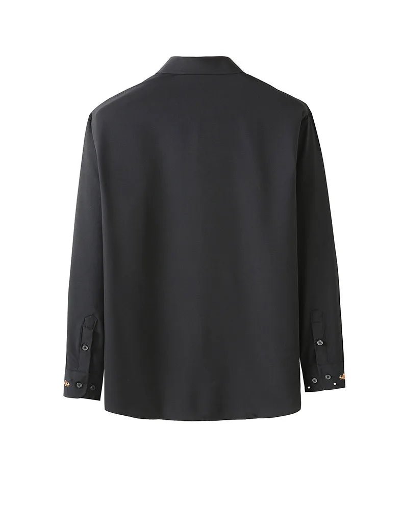 New Autumn Men's Long Sleeve Shirt Plus Size 7XL 8XL 10XL 12XL Embroidered Business Dress Loose Casual Elasticity Blouse Clothes