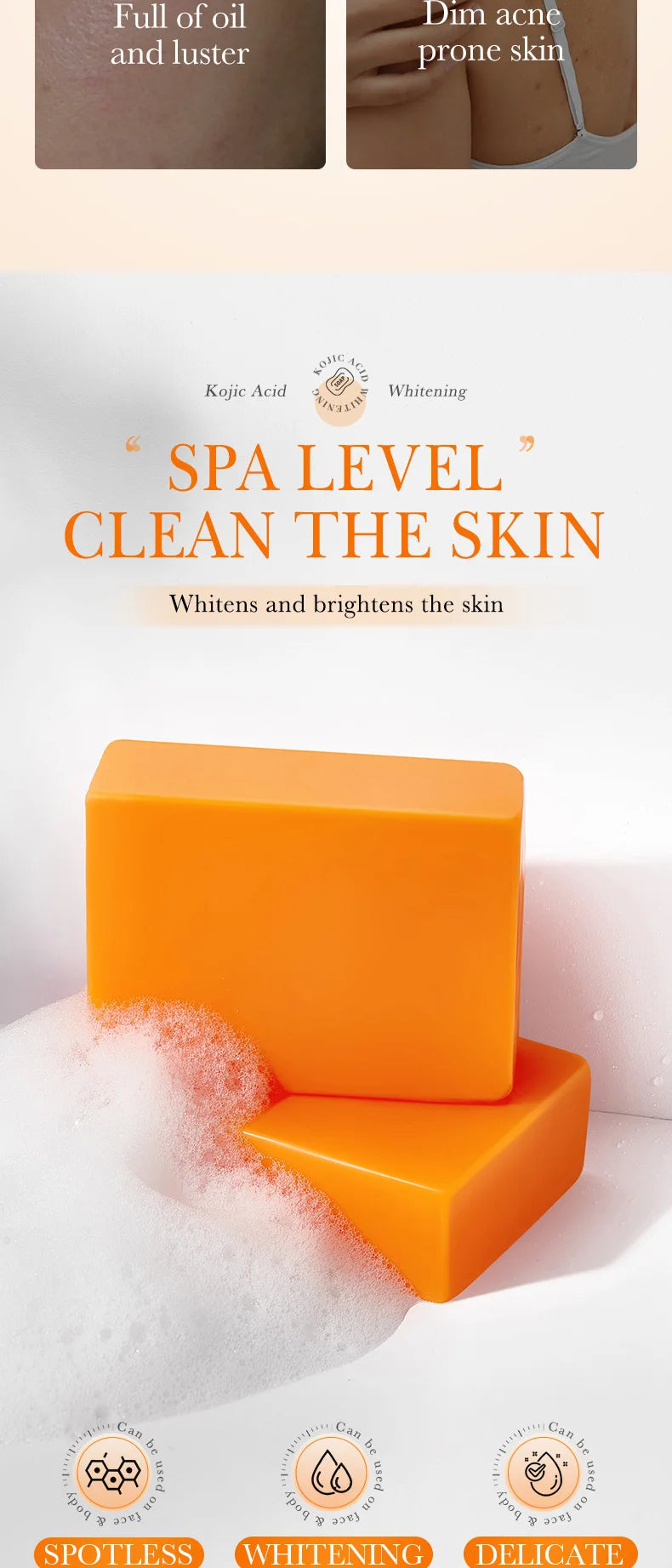 1/2pcs SADOER Kojic Acid Facial Soap Face Wash Foam Facial Cleanser Moisturizing Hydrating Oil Control Body Bathing Soap