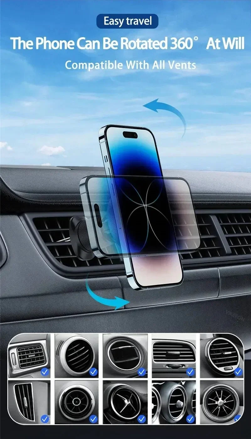 Qi2/Cooler Magnetic Wireless Car Charger LED Light Air Outlet Phone Holder for iPhone 16/15/14/13 Pro Max Fast Charging Station