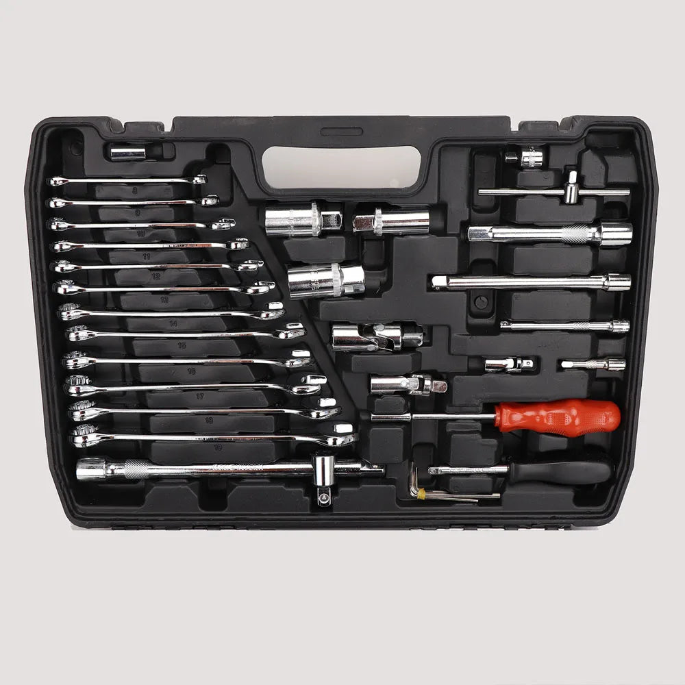 216PCS Professional Ratchet Wrench Socket Set 1/2" 1/4" 3/8" Wrench Repair Tool Home Repair Set with Black Box