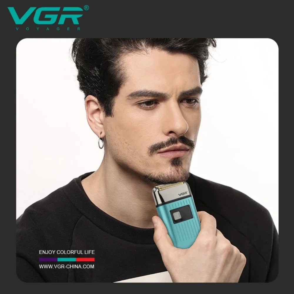 VGR Professional Hair Beard Electric Shaver For Men Beard Trimmer Wet Dry Shaving Machine Digital Display Shaver For Men V-357