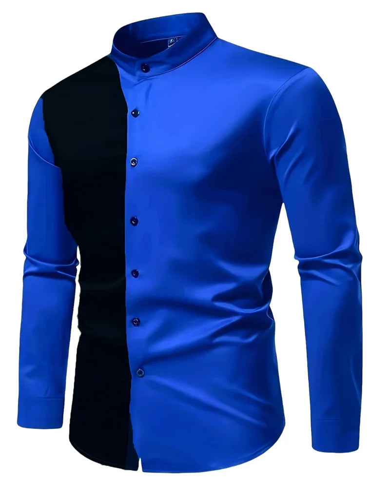 New Men's Black Shirt 3D Printed Fit Button Evening Dress Casual Sports Shirt Fashion Comfortable Long Sleeves