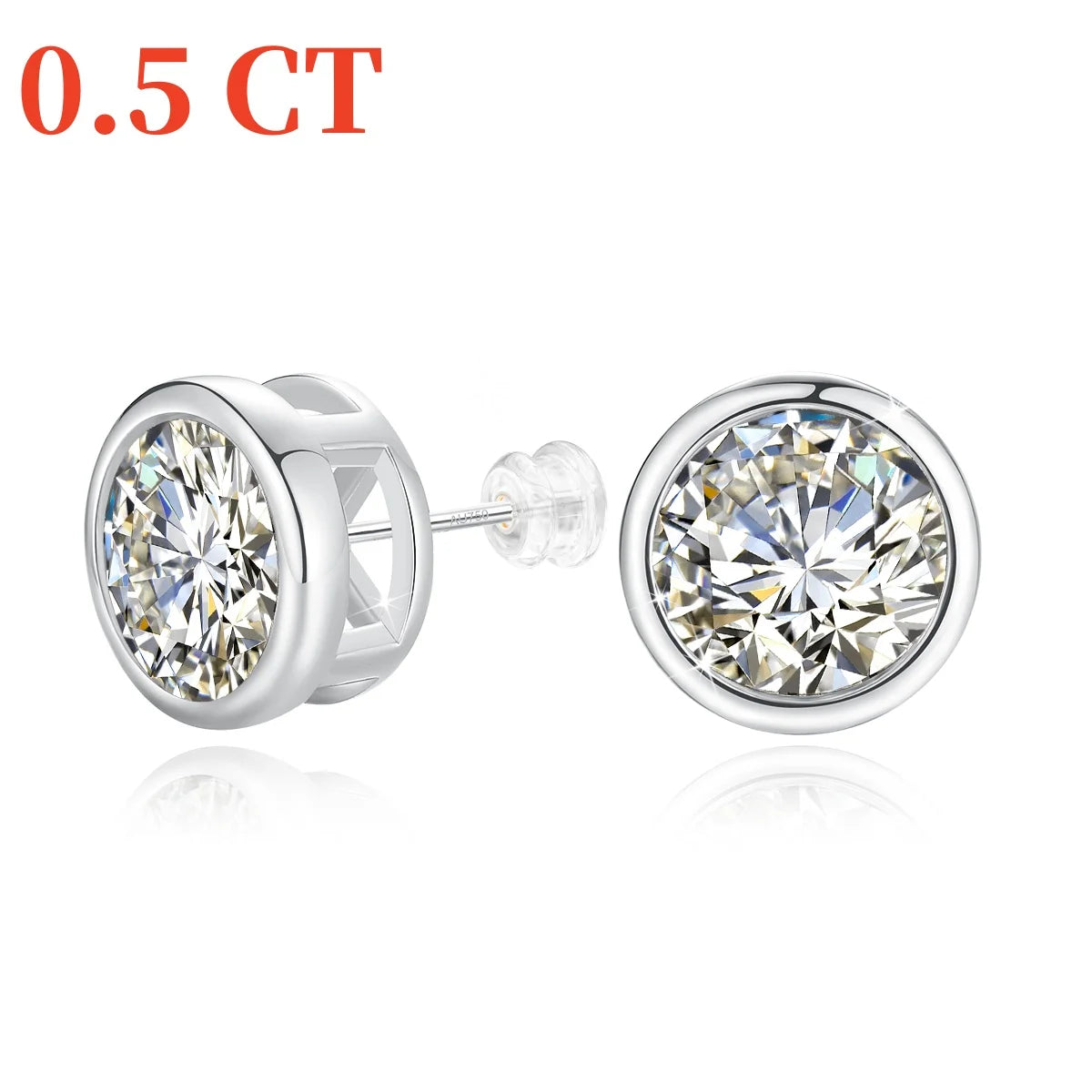 Genuine 18K Gold Moissanite Stud Earrings 2ct Diamond Earrings Classic Trendy for Women Wedding Gifts Fine Jewelry