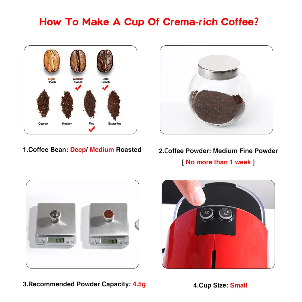 Coffee Capsule For Nespresso Reusable Stainless Steel Refillable Filters Espresso Pod Fit Inissia Pixie Essenza Mini CoffeeMaker