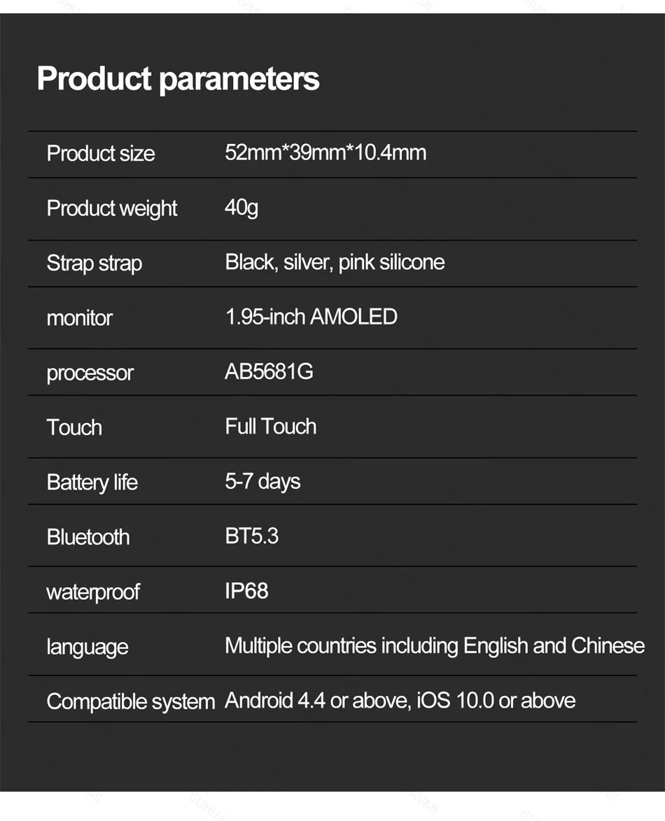 Smartwatch Men Women NFC AMOLED Screen Always Show Time Clock  Bluetooth Call IP68 Waterproof Smart Watch Sport Fitness Bracelet