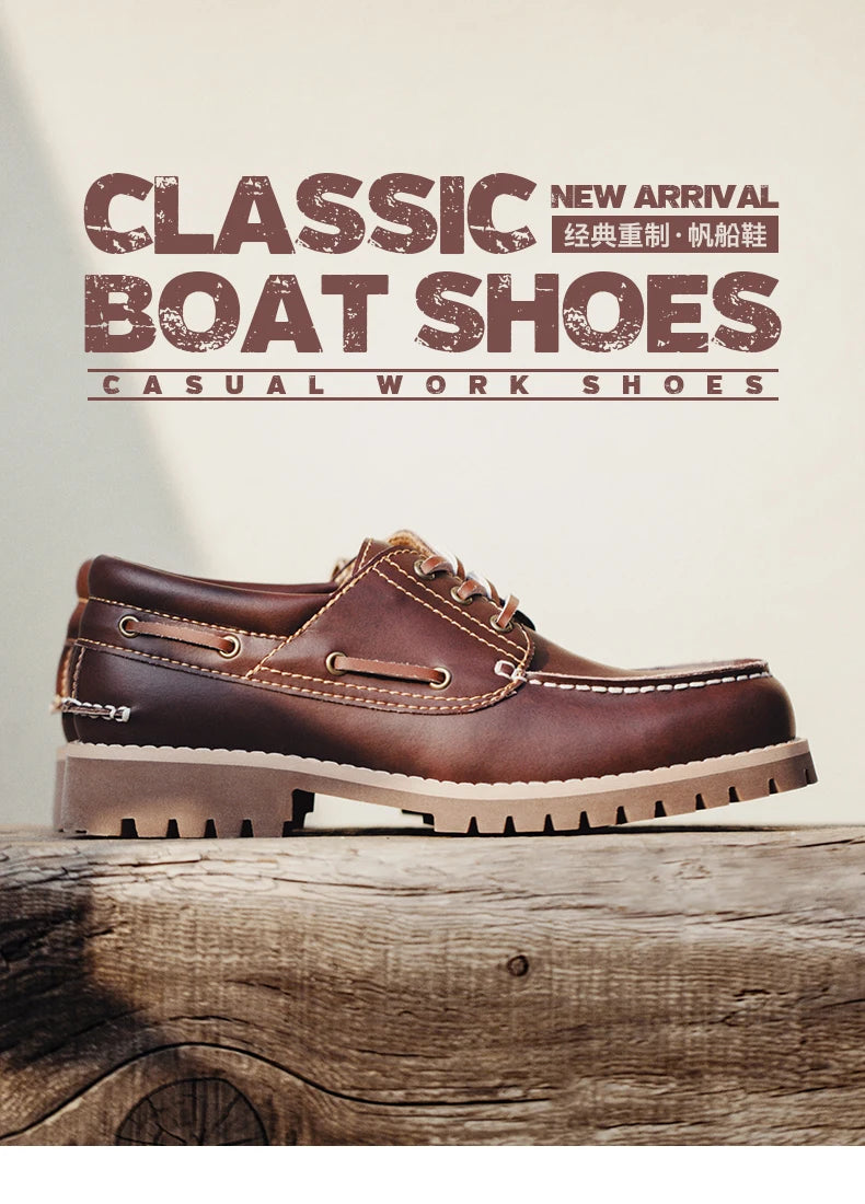 Maden 2023 New Men's Fashion Retro Low-top British Style Work Shoes Casual Leather Breathable Boat Shoes 44 Size