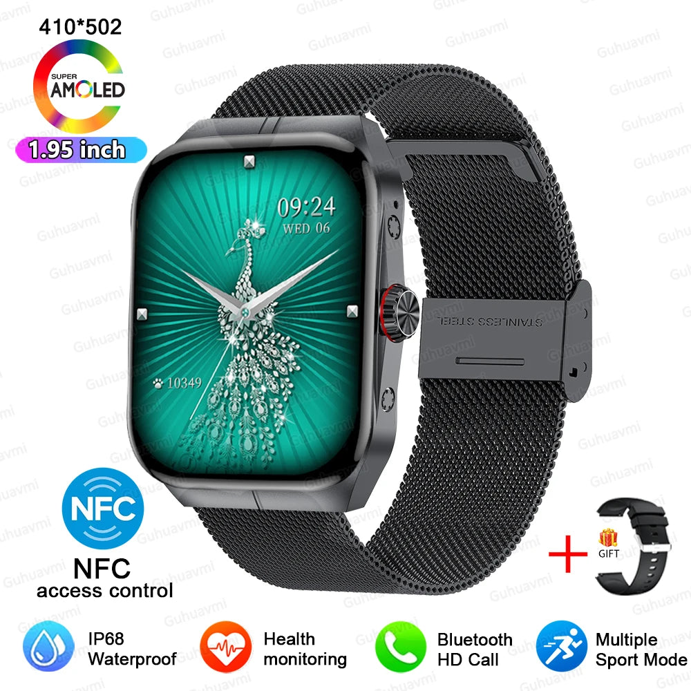 Smartwatch Men Women NFC AMOLED Screen Always Show Time Clock  Bluetooth Call IP68 Waterproof Smart Watch Sport Fitness Bracelet
