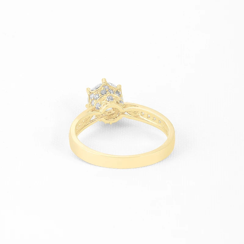 Lnngy 1.0 Carat Moissanite Rings With Certificate 10K Solid Gold Engagement Ring For Women Stacking Trendy Wedding Jewelry
