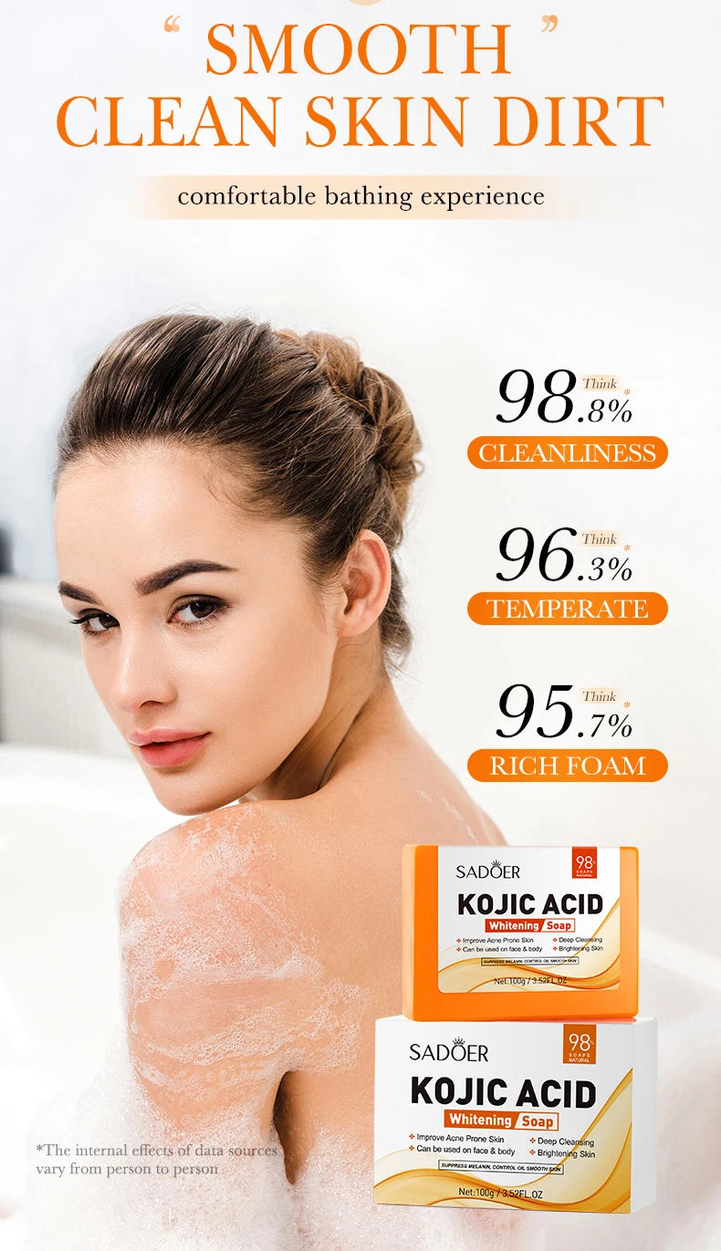 1/2pcs SADOER Kojic Acid Facial Soap Face Wash Foam Facial Cleanser Moisturizing Hydrating Oil Control Body Bathing Soap