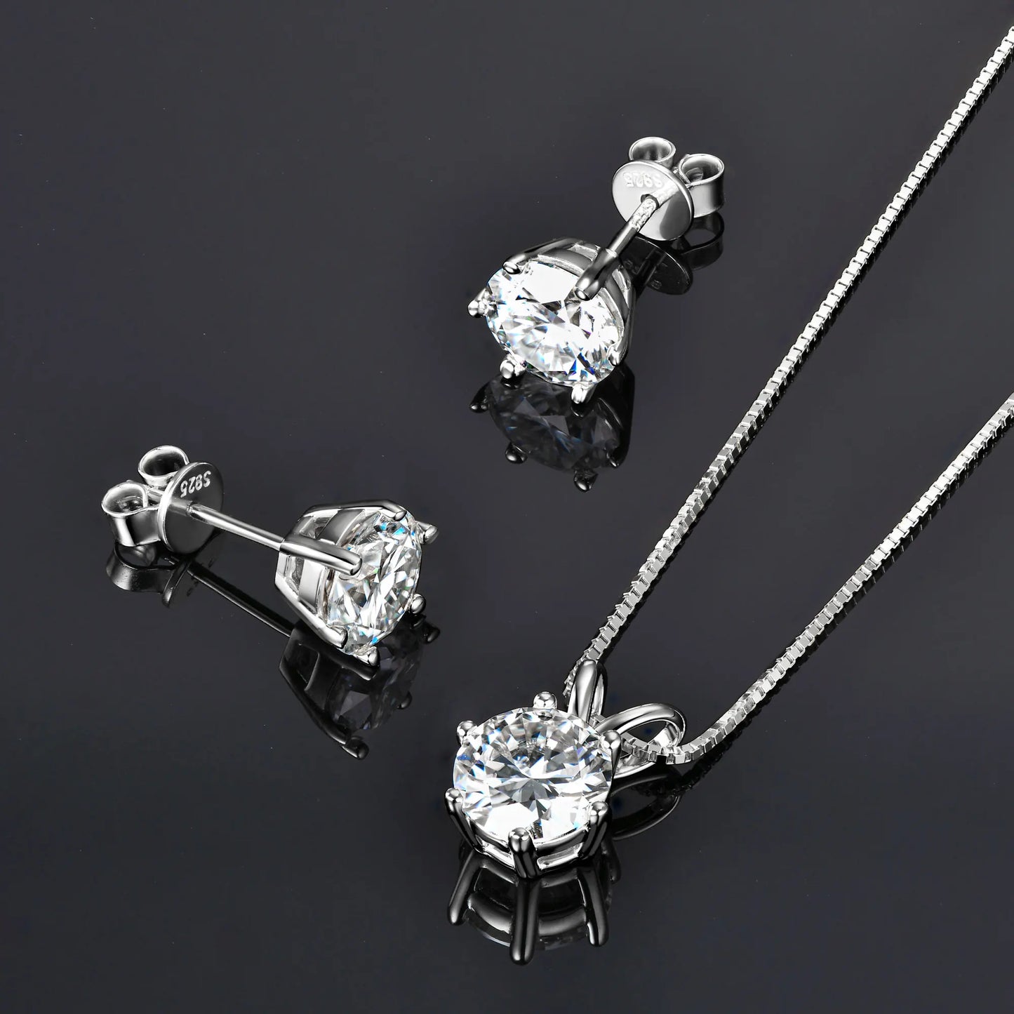 Classic 3.0cttw. D Round Moissanite Pendant Necklace Earrings Set for Women Couples Men s925 Silver Jewelry Sets GRA Certificate
