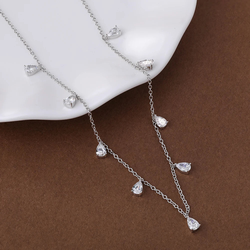 GRA Certified 0.5carat Pear Cut Moissanite Diamond Necklaces for Women 925 Sterling Silver Neck Chain Waterdrop Shape Choker