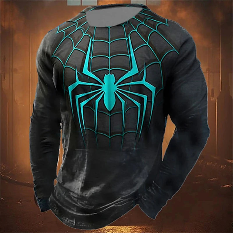 Fashion Spider 3D Print Men O-Neck T-shirt Casual Streetwear Long Sleeve Oversized T Shirts Fashion Tops Trend Men Clothing