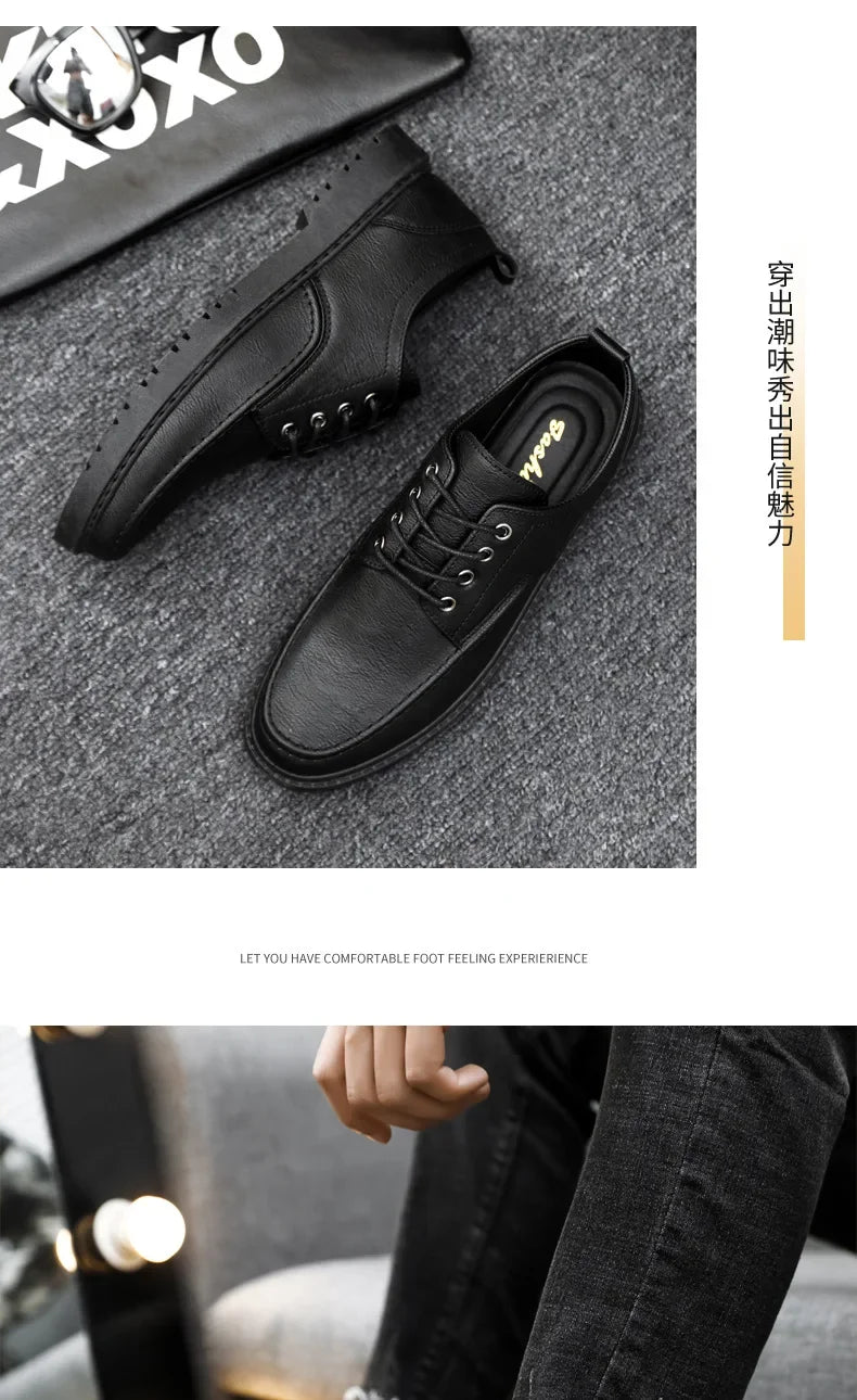 British Style Men Casual Shoes Quality Comfortable Men Leather Shoes Soft Wear-resistant Male Social Dress Shoe Chaussure Hommes
