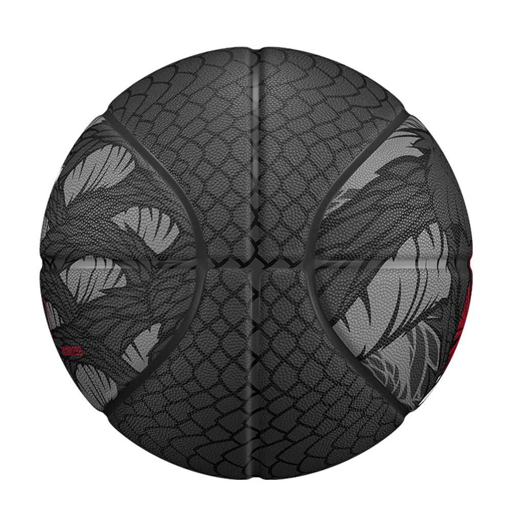 Black Basketball Size 7 Dendroaspis Polylepis Official Basketball with Pump Needle Net 3 Layers Outdoor Training Ball