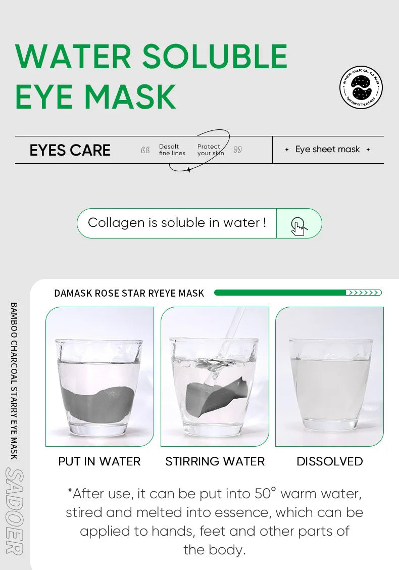 60pcs SADOER Rose Starry Collagen Eye Mask Anti Dark Circles Remove Eyes Bags Moisturizing Firming Eye Patches Eyes Skin Care