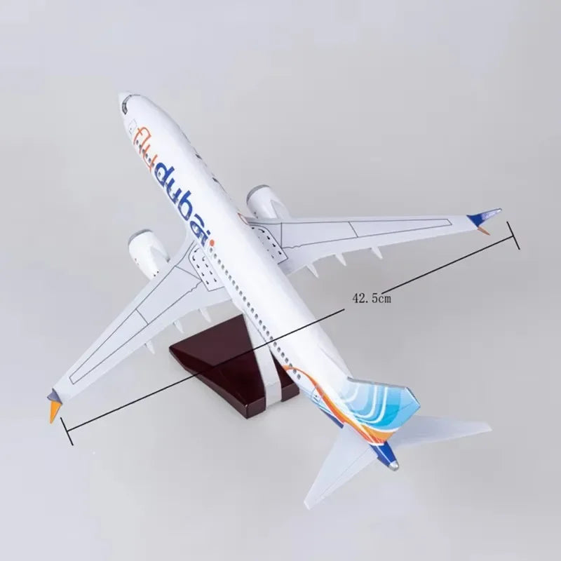1:85 Scale 47CM Die-Cast Resin B737 Airbus Dubai Airways Middle East 737 Boeing Series Aircraft Collection Home Decor Display