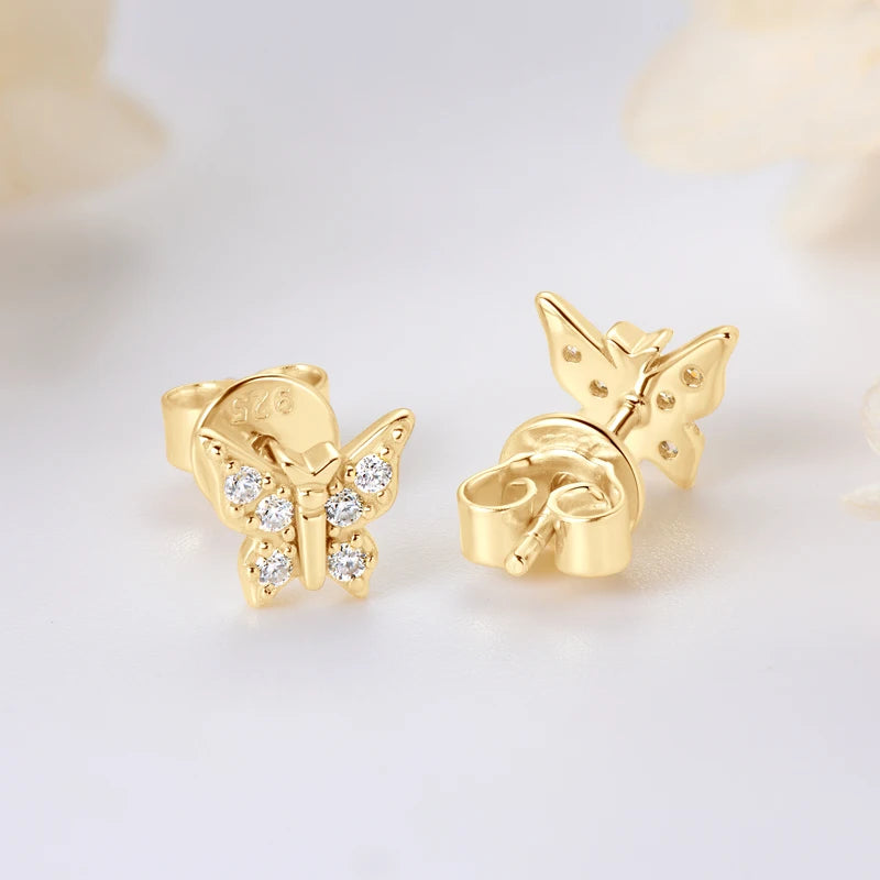 Lnngy Genuine 925 Silver Butterfly Pendant Necklaces Exquisite Moissanite Necklace Stud Earring Jewelry Set For Birthday Gift