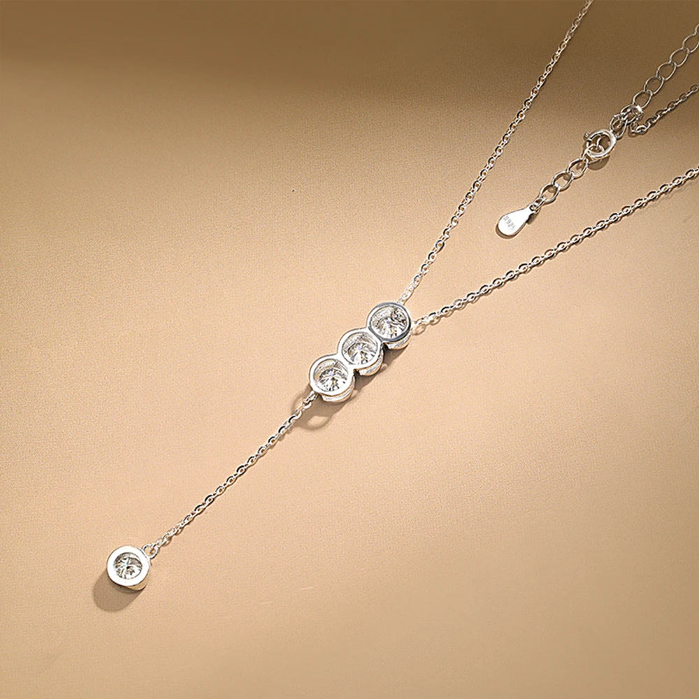 Houtros 3mm/5mm Full Moissanite Necklace for Girls Classic Bubble Clavicular Chain 925 Sterling Silver Party Fine Jewelry GRA