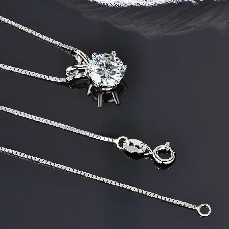 Classic 3.0cttw. D Round Moissanite Pendant Necklace Earrings Set for Women Couples Men s925 Silver Jewelry Sets GRA Certificate
