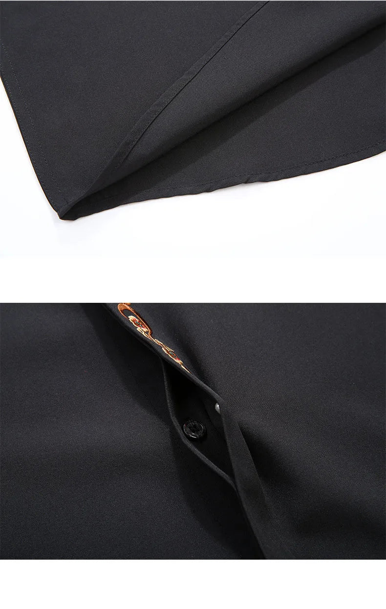 New Autumn Men's Long Sleeve Shirt Plus Size 7XL 8XL 10XL 12XL Embroidered Business Dress Loose Casual Elasticity Blouse Clothes