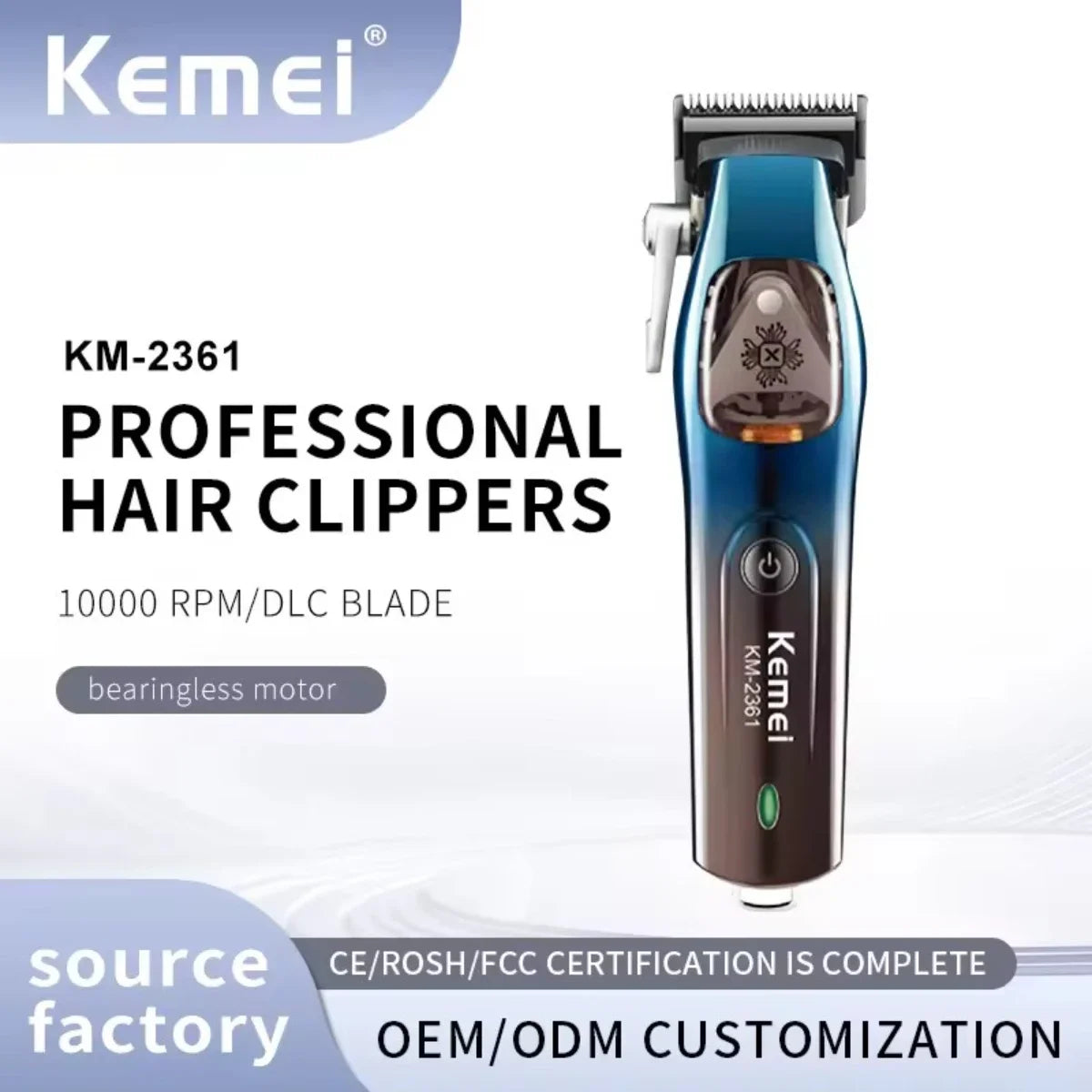 Kemei Trimmer Professional Hair Clipper Adjustable With Charging Base Haircut Machine 10000 RPM Trimer for Men KM-2361