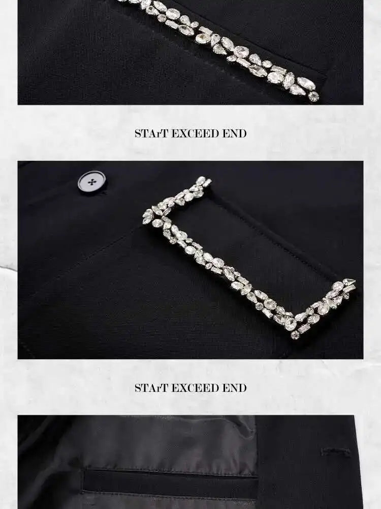 LUZHEN Luxury Elegant Diamond Patchwork Decorate Short Sleeve Big Lapel Shirts Men's 2025 Summer High Quality Casual Tops JY1575
