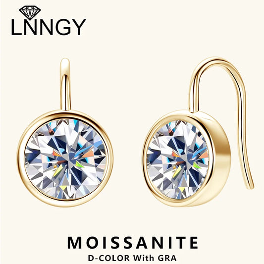 Lnngy Certified 925 Sterling Silver Stud Earring for Women Sparkling Round Cut 8MM 2CT Moissanite Earrings Fashion Jewelry Gift