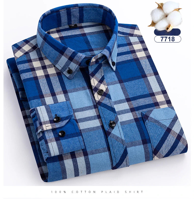 plus size 8XL100%cotton sanding long-sleeve shirts for men slim fit casual plain shirt soft palid tops designer elegant clothes