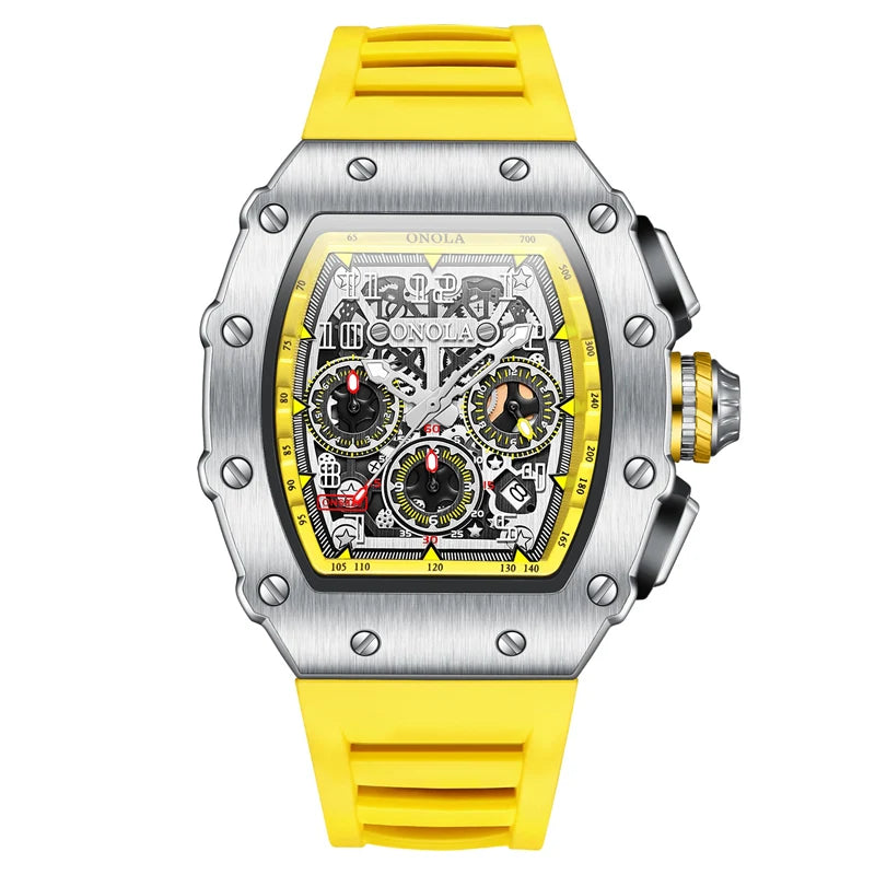Original Fashion Watch for Men Famous Brand Stainless Steel Tonneau Quartz Clock High Quality Waterproof Timer Relojes Hot Sale