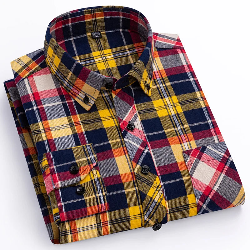 plus size 8XL100%cotton sanding long-sleeve shirts for men slim fit casual plain shirt soft palid tops designer elegant clothes