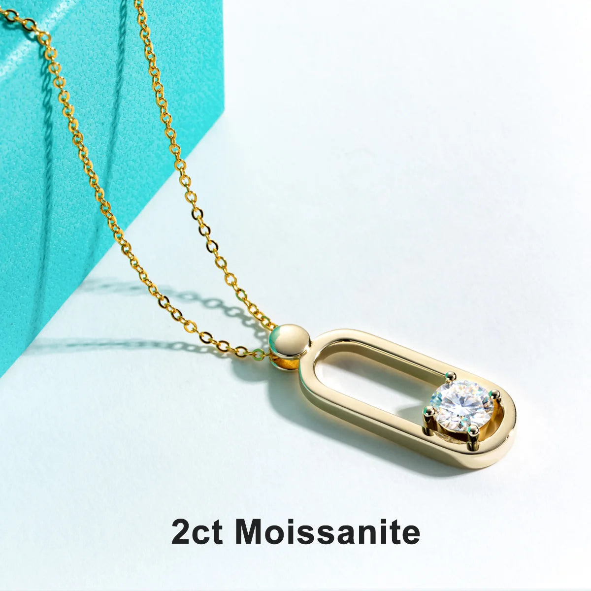 AnuJewel 2ct D Color Moissanite Pin Necklace Yellow Gold Plated Moissanite Pin Earrings Wedding Jewelry Set Gifts For Women