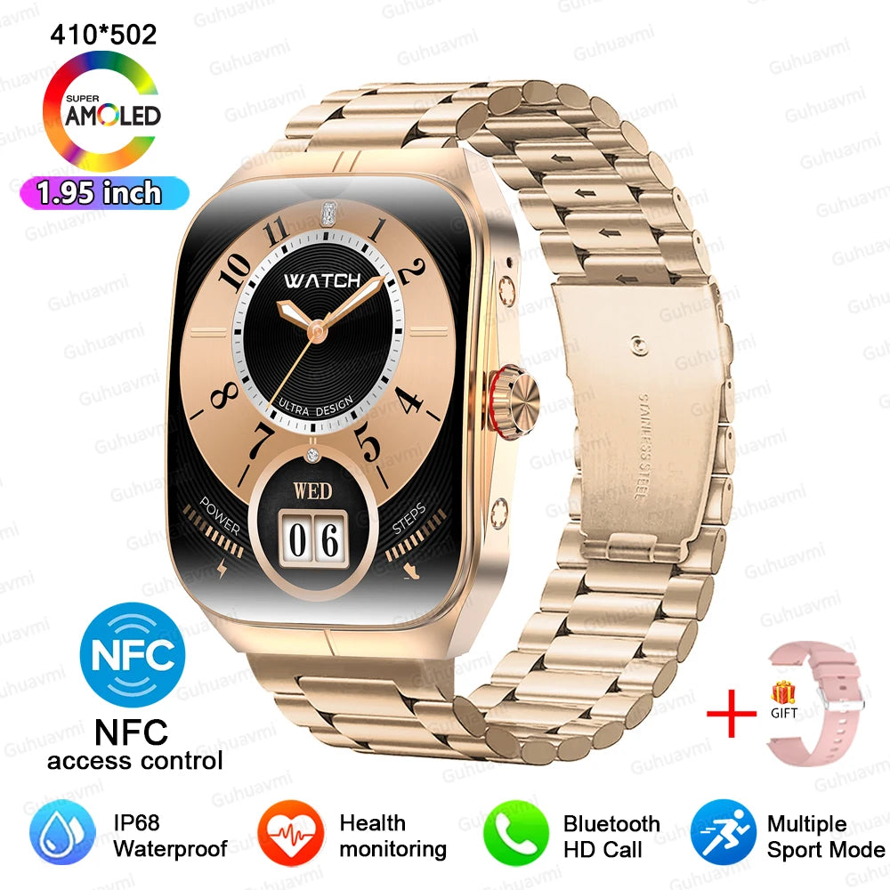 Smartwatch Men Women NFC AMOLED Screen Always Show Time Clock  Bluetooth Call IP68 Waterproof Smart Watch Sport Fitness Bracelet