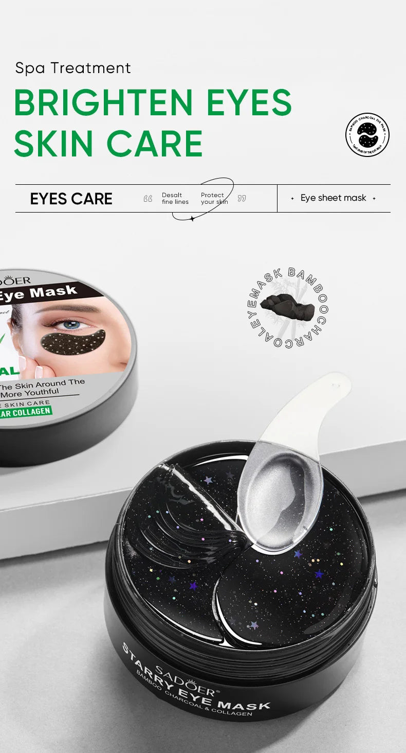 60pcs SADOER Rose Starry Collagen Eye Mask Anti Dark Circles Remove Eyes Bags Moisturizing Firming Eye Patches Eyes Skin Care