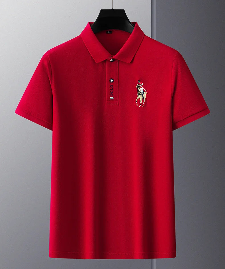 Brand Embroidered Men's Pure Cotton Popsicle Cotton Short Sleeved Polo Shirt Summer New Business Casual Breathable Men's Top 4xl