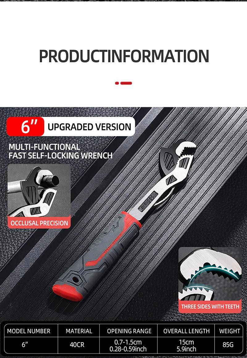 AIRAJ Universal Wrench Multi-Function Adjustable Wrench Fast Wrench CR-V Bathroom Pipe Wrench Plumber Multi Hand Tool