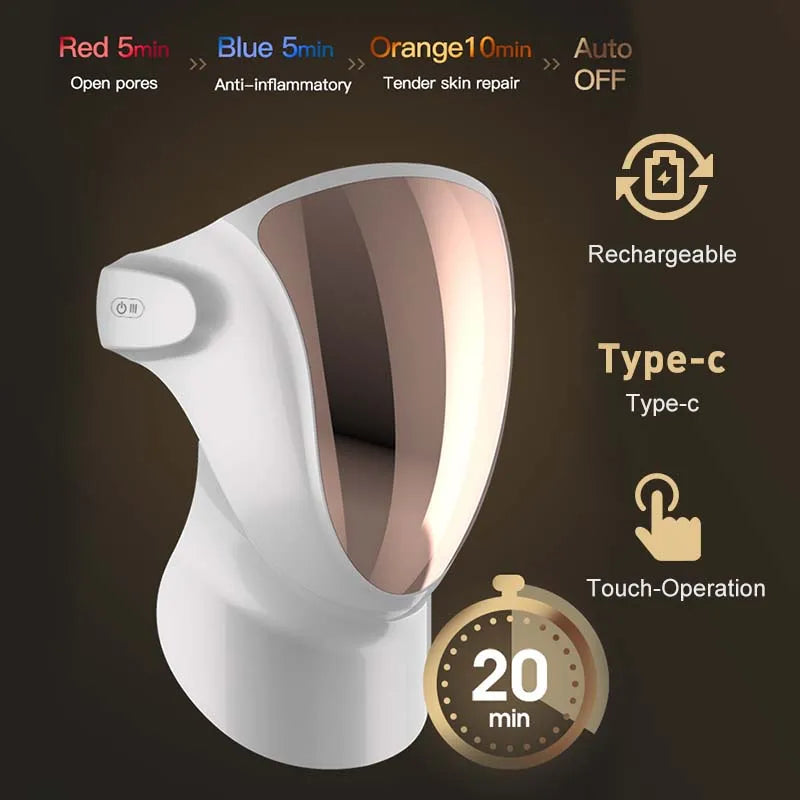 807 Nano Lamp LED Facial Mask With LED Light Therapy 3 Color Red Light Therapy Anti-Aging Mask Full Face With Neck Beauty Health