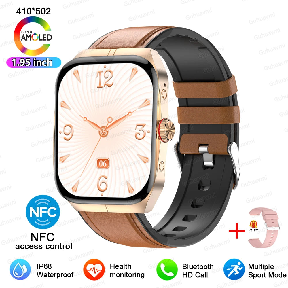 Smartwatch Men Women NFC AMOLED Screen Always Show Time Clock  Bluetooth Call IP68 Waterproof Smart Watch Sport Fitness Bracelet