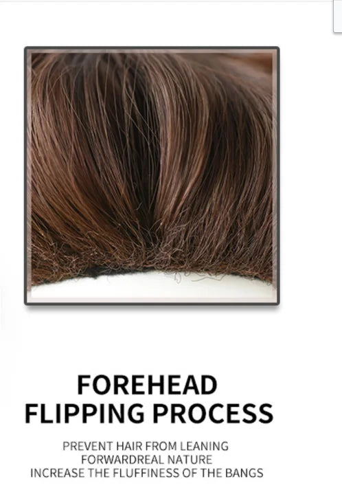 Short Black Brown Synthetic Natural Hair Wigs for Women Bob Straight Wig with Bangs High Temperature Daily Cosplay Party Wigs