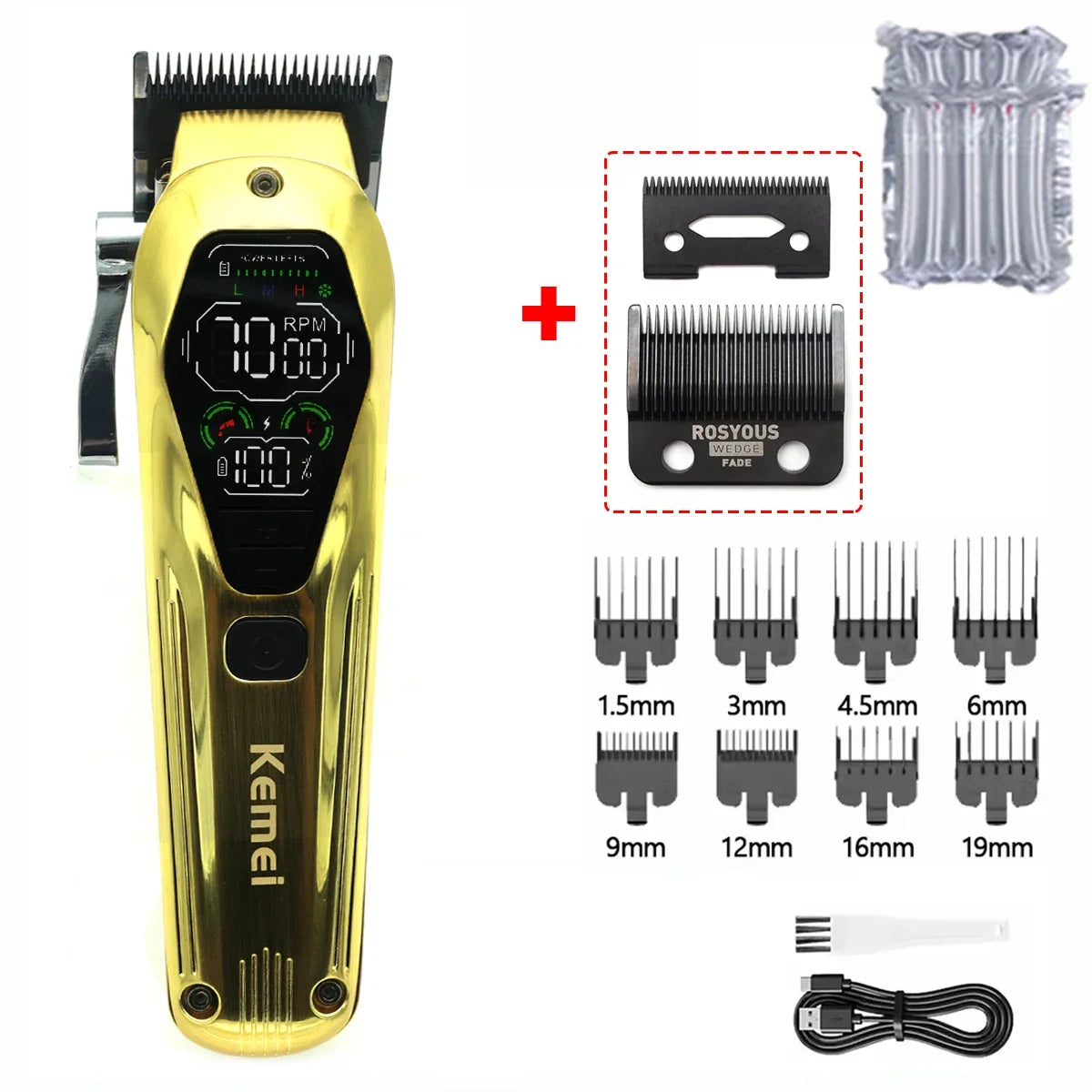 Kemei KM1698 Hair Clipper 9000RPM 10W High Power Baber Electric Hair Trimmer Professional Hair Cutting Machine for Men Men Gift