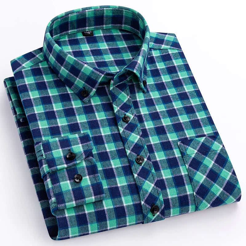 plus size 8XL100%cotton sanding long-sleeve shirts for men slim fit casual plain shirt soft palid tops designer elegant clothes