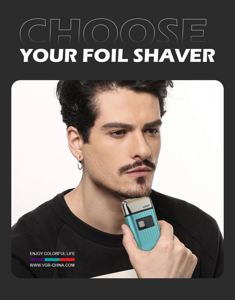VGR Professional Hair Beard Electric Shaver For Men Beard Trimmer Wet Dry Shaving Machine Digital Display Shaver For Men V-357