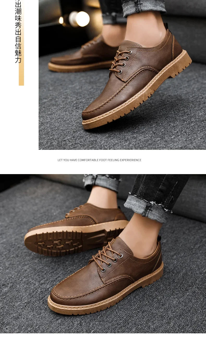 British Style Men Casual Shoes Quality Comfortable Men Leather Shoes Soft Wear-resistant Male Social Dress Shoe Chaussure Hommes