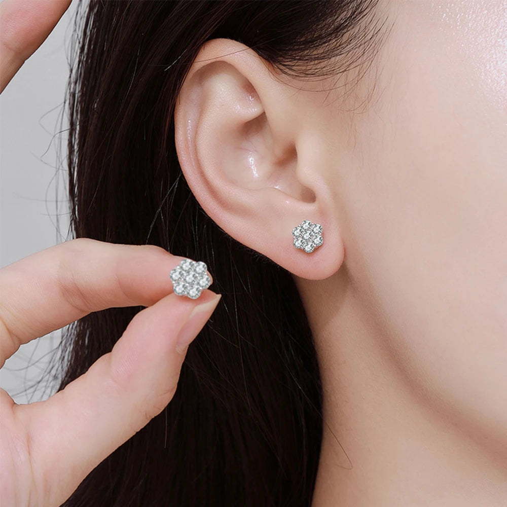 Real D Color Flower Full Moissanite Jewelry Sets for Women 925 Sterling Silver Diamond Pendant Necklace Stud Earrings Jewelry